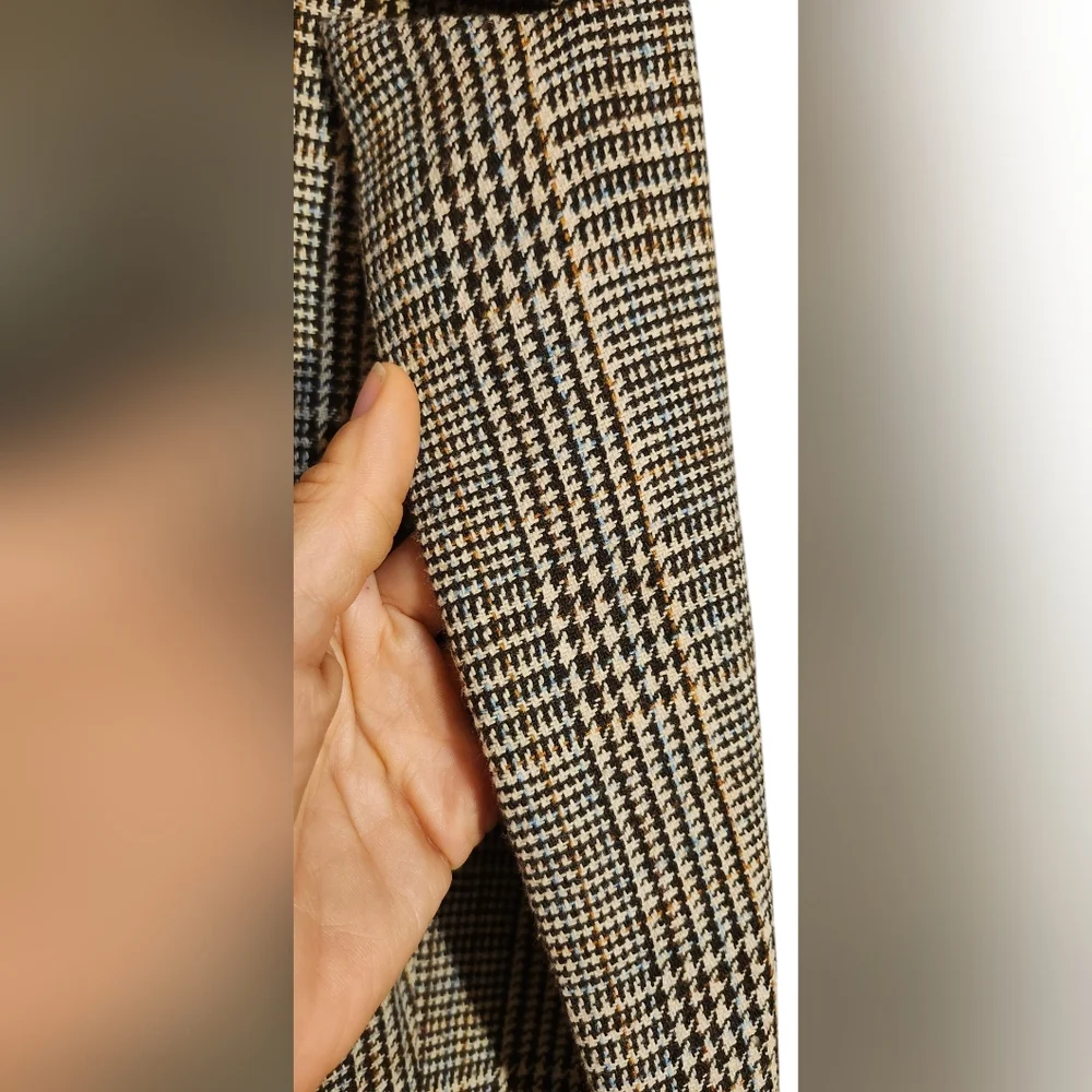 Brown Plaid Allegra K Blazer Professional Business Jacket Eclectic Grandpa Small - Picture 3 of 6